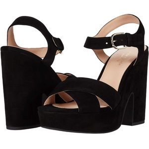 Kate Spade Grace platform sandals black suede